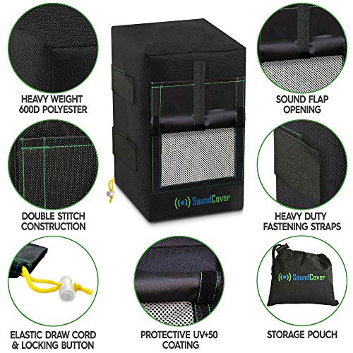 Two Black Waterproof 600D Outdoor Speaker Covers for C-Bracket Mounted Speakers – Fits Yamaha NS-AW194, Polk Audio Atrium 4 (Max Dimensions: H 9.85" x W 5.9" x D 6.9") - size: Small