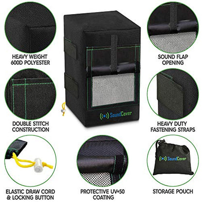 Two Black Waterproof 600D Outdoor Speaker Covers for C-Bracket Mounted Speakers – Fits Yamaha NS-AW194, Polk Audio Atrium 4 (Max Dimensions: H 9.85" x W 5.9" x D 6.9") - size: Small