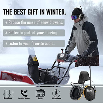 ZOHAN AM/FM Radio Headphone with Digital Display,Ear Protection Noise Reduction Earmuffs,Comfortable Hearing Protector - color: Yellow, style: Radio+gel Ear Pads