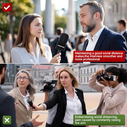 Handheld Adaptor for Interview Mic, Wireless Microphone Handle, Mic Stand Adapter Mount with Foam Cover, Compatible with DJI, Rode and All Lav Microphone