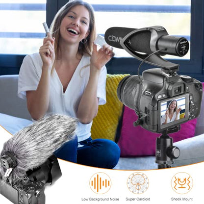 comica CVM-V30 Pro Camera Directional Condenser Microphone Shotgun Video Supercardioid Microphone for Canon Nikon Sony Panasonic DSLR Camera with 3.5 mm Jack (Black) - color: CVM-V30 PRO B