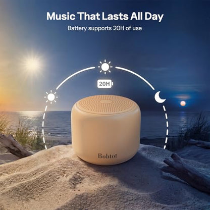 Bobtot Portable Bluetooth Speakers with Strap Easy to Carry Mini Speaker | Wireless Waterproof with Loud Stereo Sound, 20 Hours Playtime, Rechargeable Battery, Built-In Microphone, Orange - color: Orange