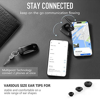 Conambo K21 Bluetooth Headset V5.1, Bluetooth Earpiece with CVC 8.0 Dual Mic Noise Cancelling Wireless Headphone - Mute & Volume Buttons 16Hrs Talking for iOS Android Cell Phone, Trucker, Office Work