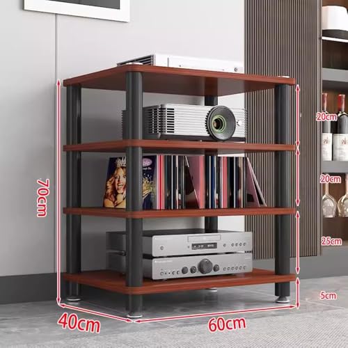 Media Storage Cabinet Rack Audio Tower, Modern Audio-Video Media Stand, 1/2/3/4-Tier Media Cabinet, Wood Stereo Cabinet(Red,4 Tier) - color: Red, size: 4 Tier