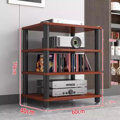 Media Storage Cabinet Rack Audio Tower, Modern Audio-Video Media Stand, 1/2/3/4-Tier Media Cabinet, Wood Stereo Cabinet(Red,4 Tier) - color: Red, size: 4 Tier