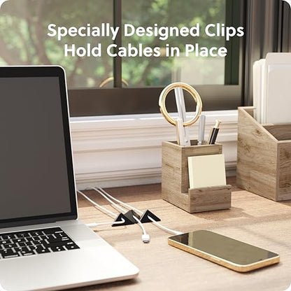 U Brands Pyramid Cord Organizers, Set of 12 Cable Clips, Black - style: Matte Black