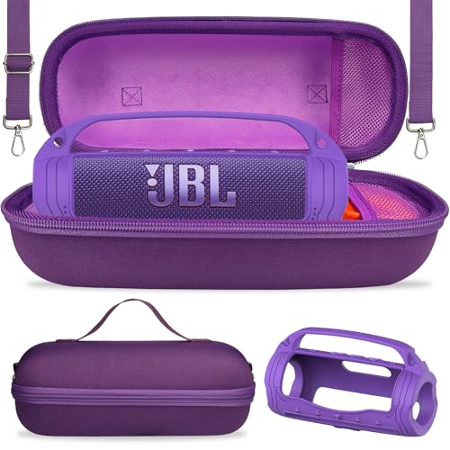 JCHPINE Silicone Cover and Carrying Case for JBL Flip 7 Portable Speaker - color: Purple