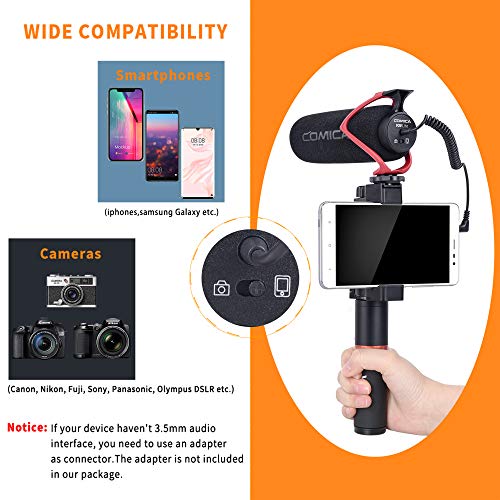COMICA CVM-V30 LITE Video Microphone,Super-Cardioid Condenser On-Camera Shotgun Microphone for Canon Nikon Sony Panasonic DSLR Cameras,Mic for iPhone Android Smartphone with 3.5mm Jack(Red) - color: Red