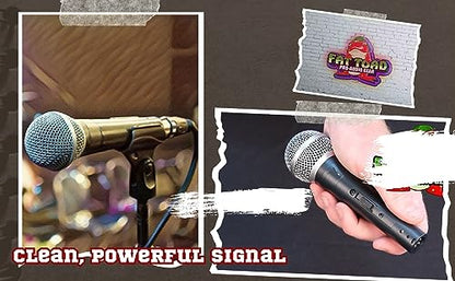Fat Toad Handheld Dynamic Mics (Live ResponsePRO Edition) 2-Pack – Cardioid Vocal Microphones with Clips for DJ Karaoke, Studio Recording & Instruments