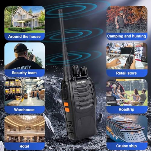 Baofeng Walkie Talkies 888S Rechargeable Long Range with Earpieces for Adults, 16 Channel Professional Radio Handheld Two Way Radios Li-ion Battery and Charger Included (12pack with 12earpiece) - color: 12pack with 12earpiece