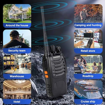Baofeng Walkie Talkies 888S Rechargeable Long Range with Earpieces for Adults, 16 Channel Professional Radio Handheld Two Way Radios Li-ion Battery and Charger Included (12pack with 12earpiece) - color: 12pack with 12earpiece