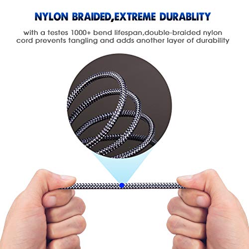Tan QY 3.5mm Nylon Braided Aux Cable 12Ft, Audio Auxiliary Input Adapter Male to Male Cord for Headphones, Car, Home Stereos, Speaker, iPhone, iPad, iPod & More(12Ft/4M,Silver) - size: 12Ft/4M