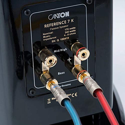 AutCreation Speaker Cable Wire with Banana Plugs,14 AWG HiFi Pure Copper Speaker Wire,99.9% OFC Stranded Copper Wire,Gold Plated Banana Tip Plugs,Red/Blue (1.5M(4.9ft)) - size: 4.9 ft