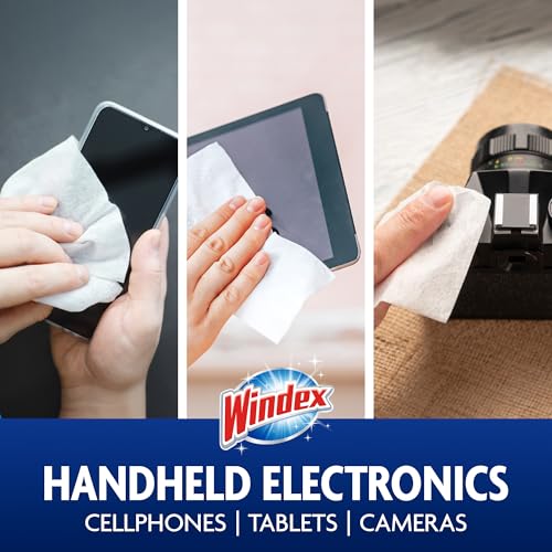 Windex Electronic Cleaning Wipes, Pre-Moistened Screen Wipes for TVs, Phones, and Other Electronics, Resealable for a Freshness Lock, 25 Count (Pack of 12) - size: 25 Count (Pack of 12)