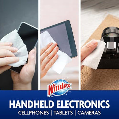 Windex Electronic Cleaning Wipes, Pre-Moistened Screen Wipes for TVs, Phones, and Other Electronics, Resealable for a Freshness Lock, 25 Count (Pack of 12) - size: 25 Count (Pack of 12)