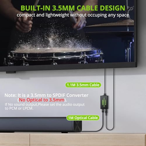 LiNKFOR 3.5mm to SPDIF Converter Analog to Digital Audio Adapter for Enhanced Sound Toslink Optical Output 3.5mm to Optical with Optical Cable for Amplifiers & Soundbars - style: 3.5mm to SPDIF