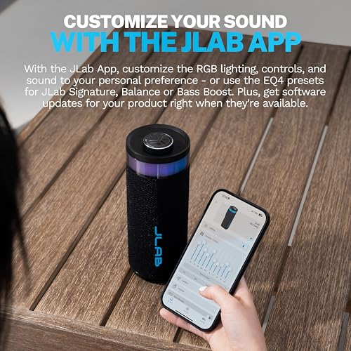 JLab, Go Party, Portable Bluetooth Speaker, Waterproof RGB LED, Midnight Black - color: Midnight Black