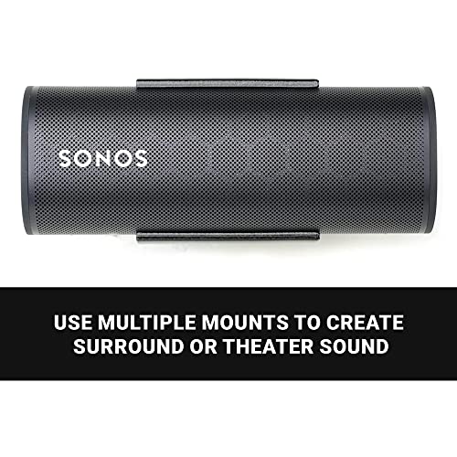 Spartan Mounts Compatible with SONOS Roam Bluetooth Speakers | Low Profile Wall Mount Anywhere Design for Home, Office, Studio, Garage, Dorm, Patio, Auto, Boat, Golf Cart - color: Black