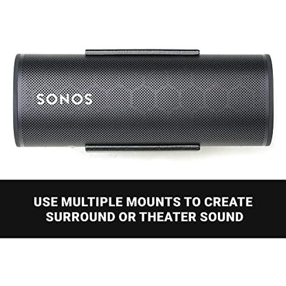Spartan Mounts Compatible with SONOS Roam Bluetooth Speakers | Low Profile Wall Mount Anywhere Design for Home, Office, Studio, Garage, Dorm, Patio, Auto, Boat, Golf Cart - color: Black