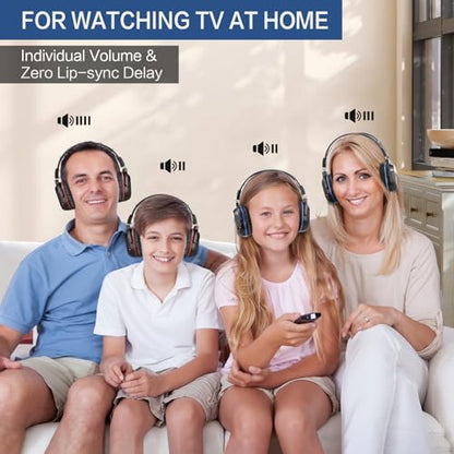 SIMOLIO Wireless Headphones for TV Watching, IR TV Headphones for Home Theater/Outdoor Movie/Car DVD with Transmitter, Tone Control & Dual Channel Options, Digital Optical/RCA/AUX Connection - style: 4 Pack