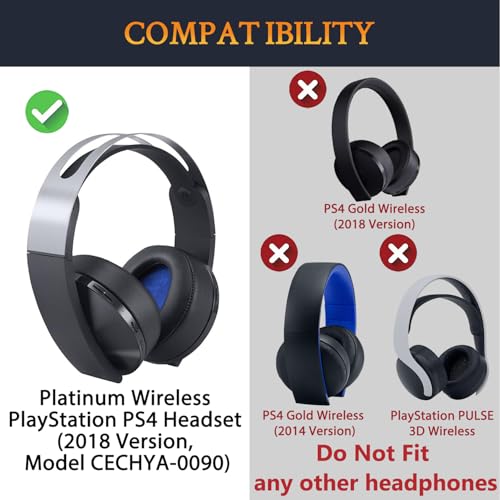 SOULWIT Cooling-Gel Ear Pads Cushions for Sony Platinum Wireless PlayStation PS4 Headset, Replacement Earpads for 2018 Version, Headphone Model CECHYA-0090 (CG Black)