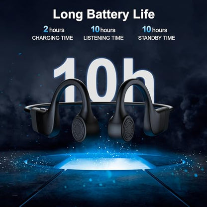 Bone Conduction Headphones, 2026 Upgraded Open-Ear Bluetooth Wireless Sport Headphones,Waterproof Wireless Headphones with Built-in Mic for Sports,Workout, Running, Hiking, Cycling (Black)