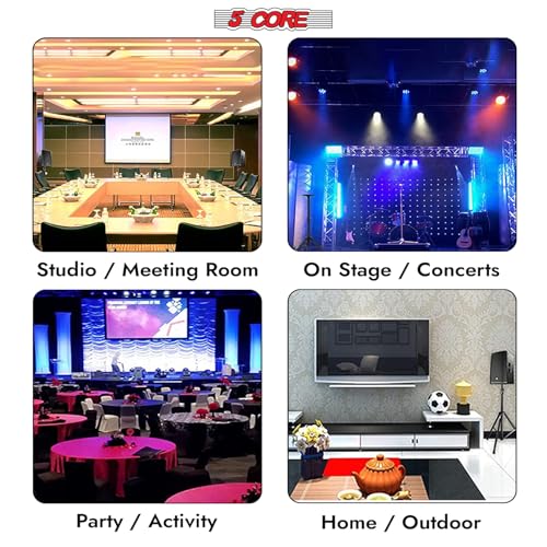 5 Core Speaker Stand Pair Universal Mount Steel Construction 132 Lb Capacity Stable Tripod w/Adjustable Height 72” w 35mm Compatible Insert Metal Safety Pin Included Bag - color: Blue