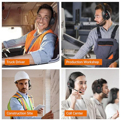 EKSA [Upgrated Trucker Bluetooth Headset with ENC Microphone, 99ft Wireless Range & 30H Talk Time, with Replaceable Ear Pad, Environmental Noise Cancelling Headphones All-Day Comfort for Drivers - style: Headset with Replaceable EarPad