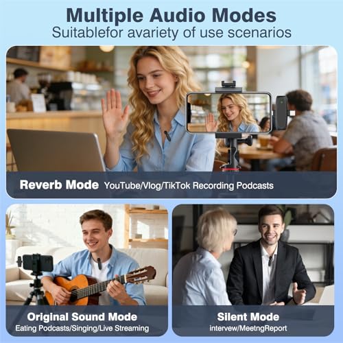 Wireless Microphone for iPhone 16 15 14 13 Android, Dual Mini Mic with AI Noise Cancelling, USB-C & Lightning Receiver, Plug-Play Clip-on Mic for YouTube Vlog TikTok, Ideal Tech Gift for Creators