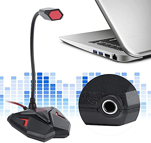 Microphone for Computer, USB Microphone with Mute Button, Desktop PC Mic Gooseneck Design with Headphone Monitoring Jack for PC,Laptop,Gaming Recording