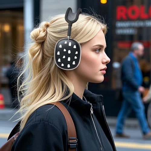 for AirPods Max Headphones Halloween Ear Covers for AirPods Max 2 | Cute Ghost Clear Ear Cups Cover | Black Silicone Ear Pad Case Headband Cover for Apple AirPods Max 2/1 (2026/2024/2020) - color: Ghost G/Black