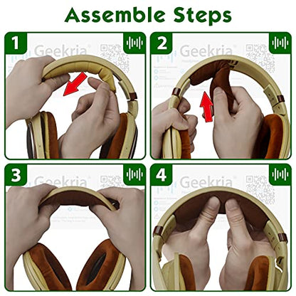 Geekria Velour Headband Pad Compatible with Sennheiser HD598, HD598SE, HD598CS, HD595, HD569, HD559, HD558, HD555, HD518, HD515, Game ONE, PC360, PC373D Headphones (Brown) - color: Brown