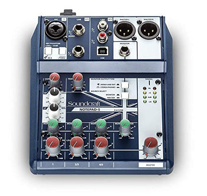 Soundcraft Notepad-5 Small-Format Analog Mixing Console with USB I/O, 5-channel mixer ( - size: 5-channel mixer