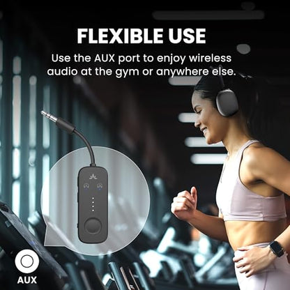 Avantree Relay - Airplane Bluetooth Adapter for 2 AirPods or Headphones | Qualcomm aptX Adaptive, 25H Battery, Future-Proof Firmware Upgradable, 3.5mm AUX Audio Transmitter for Flight Travel & Gym - color: 3-Midnight Blue