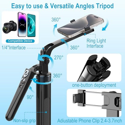 71" Content Creator Essentials Vlogging Kit - 2 Lights & 2 Mics | 360° Rotating Auto Face Tracking Tripod for iPhone/Android/Camera with Wireless Remote, No App for Vlog, Live, Video Record