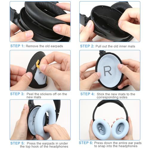 Ear Cushions for Bose QuietComfort 45 QC35 QC35ii QC25 QC15 Headphones Replacement Ear Pads with Protein Leather& Memory Foam (Sky Blue) - color: QC45 Sky Blue