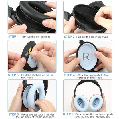 Ear Cushions for Bose QuietComfort 45 QC35 QC35ii QC25 QC15 Headphones Replacement Ear Pads with Protein Leather& Memory Foam (Sky Blue) - color: QC45 Sky Blue