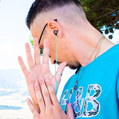 LUDOS Clamor Wired Earbuds in-Ear Headphones, 5 Years Warranty, Earphones with Mic, Noise Isolating Ear Buds, Memory Foam for iPhone, Samsung, School Students, Kids, Women, Small Ears - Turquoise - color: Turquoise, style: 3.5 mm