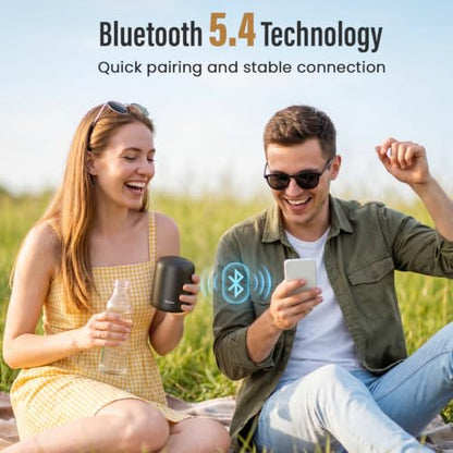 Bobtot Small Portable Bluetooth Speaker, 24H Playtime, TWS Pairing, Black | Wireless Waterproof Speaker with Loud Stereo Sound, Hands-Free Calling, Carrying Lanyard for Outdoor,Shower,Camping,Travel