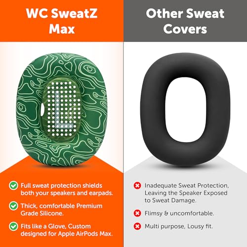 WC SweatZ Max - Patented Silicone Sweat Covers for AirPods Max 1 | Made by Wicked Cushions | (Does Not Fit AirPods Max 2). Sweatproof, Full Earpad Protection | Emerald Tide - color: Emerald Tide