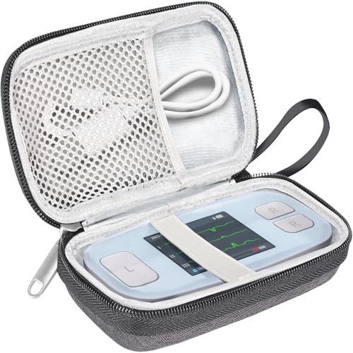 Hard Carrying Case Compatible with EMAY 6L ECG Monitor（Grey） | EMAY 6L carry case protects a portable ECG monitor with a shock-resistant shell and mesh pocket, With waterproof design - color: Black