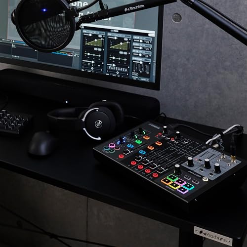 Yamaha AG08 Black 8-Channel USB-C Audio Interface and Live Streaming Mixer | with DSP Effects, Cubase AI & WaveLab Cast - color: Black, style: AG08