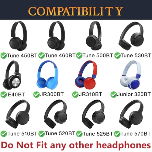 SOULWIT Earpads Replacement for JBL Tune 450BT/Tune 460BT/Tune 500BT/Tune 510BT/Tune 520BT/Tune 530BT/JR 300BT/JR 310BT/E40BT/Junior 320BT, Ear Pads Cushions with Soft Protein Leather - Red - color: Red
