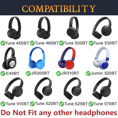 SOULWIT Earpads Replacement for JBL Tune 450BT/Tune 460BT/Tune 500BT/Tune 510BT/Tune 520BT/Tune 530BT/JR 300BT/JR 310BT/E40BT/Junior 320BT, Ear Pads Cushions with Soft Protein Leather - Navy Blue - color: Navy Blue