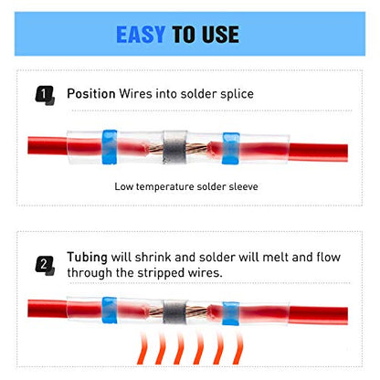 Nilight - 50025R 50pcs Solder Seal Wire Connector, Solder Seal Heat Shrink Butt Connectors,Electrical Waterproof Insulated Marine Automotive Copper(23Red 12Blue 10White 5Yellow),2 Years Warranty - color: Yellow, Blue, Red, White.