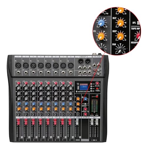 Professional Digital 8 Channel Mixer Sound Board Console Bluetooth Live Studio Audio Mixer Power Mixing USB 110V-220V Dynast, GGM-510013B-6656