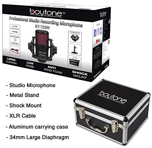 Boytone, Professional Cardioid Studio Recording Mic 25mm Diaphragm USB Microphone Streaming Vocal Recording, Podcasting Condenser Microphone for PC and Mac, Quality Sound (BT-72SM)