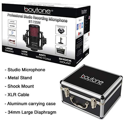 Boytone, Professional Cardioid Studio Recording Mic 25mm Diaphragm USB Microphone Streaming Vocal Recording, Podcasting Condenser Microphone for PC and Mac, Quality Sound (BT-72SM)