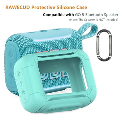 Silicone Cover Case for JBL Go 5 Portable Bluetooth Speaker | Protective Case for Go 5 Speaker, Shockproof Drop-Protection Cover with Carabiner (Teal) - color: Teal