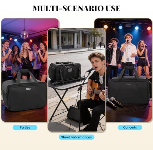 Speaker Carrying Case for QSC K8/K8.2, Padded Portable Tote Bag | Thickened Sponge for Compact 8" Speaker Cabinets, Stores Microphone, Cable, Adapter for Gig, Band, Rehearsal, Bag Only
